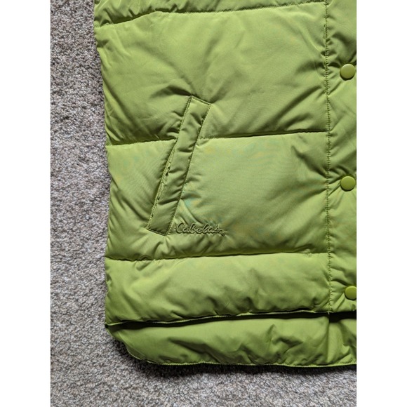 Cabelas Goose Down Puffer Vest Womens Medium Green Pockets Full Zip Outdoor - Picture 3 of 7